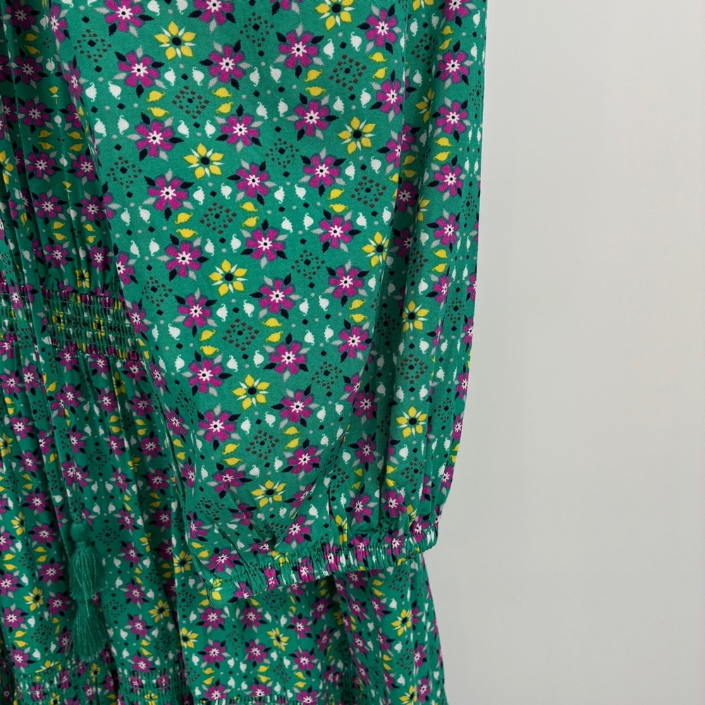Matilda Jane Floral Boho Cottagecore Tiered Peasant Midi Dress Green Large NWT - Picture 5 of 9